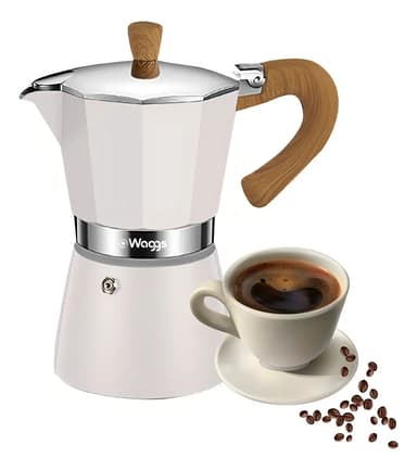 Cafetera Moka Italiana Aluminio 300ml 6 Tazas Waggs Beige