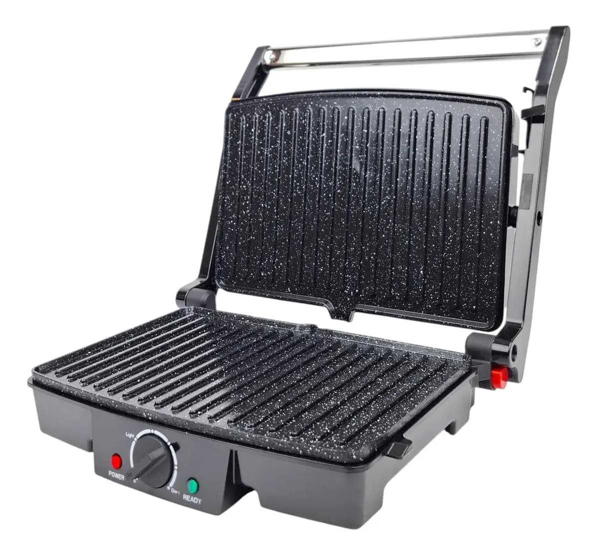 Plancha Parrilla Grill Eléctrica Doble Novohome Placas Antiadherente De Ceramica Tapa Prensa