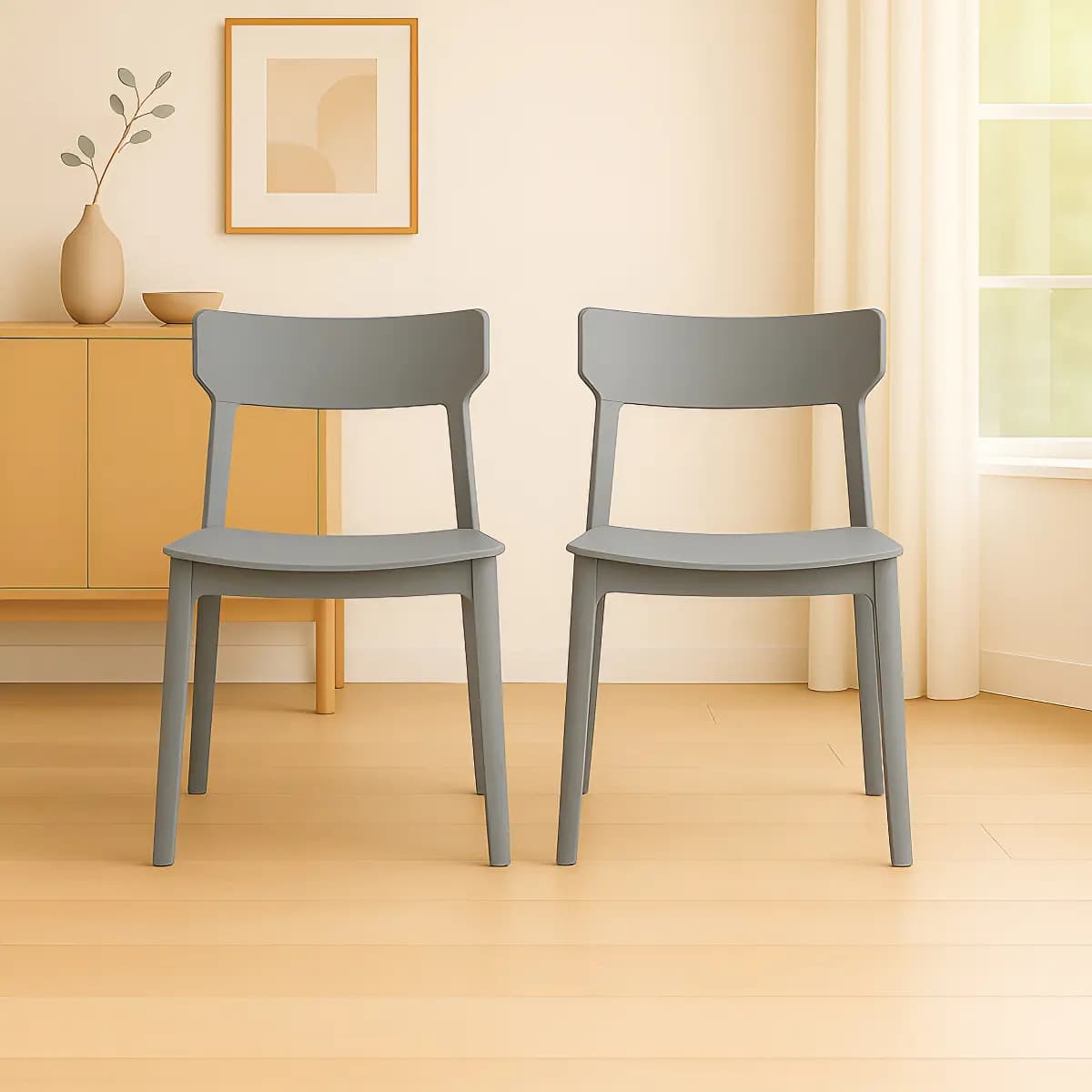 Silla Comedor Cocina Plastica Apilable Modelo Rio Pack 2 Estructura De La Silla Gris