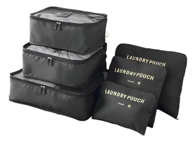 Organizador Valija Viaje Travel Laundry Pouch 6 Piezas Negro