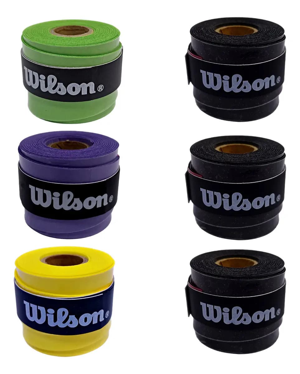 Pack X 6 Unidades Wilson Ultra Wrap Overgrip Comfort Color Negro Verde Amarillo Violeta Cubregrip Tenis Padel Multicolor Cubre Grip Sobregrip Muy Adherente Duradero