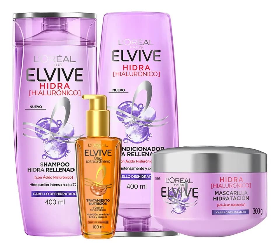 Kit Elvive Hidra Hialurónico Rutina + Oleo Extraordinario