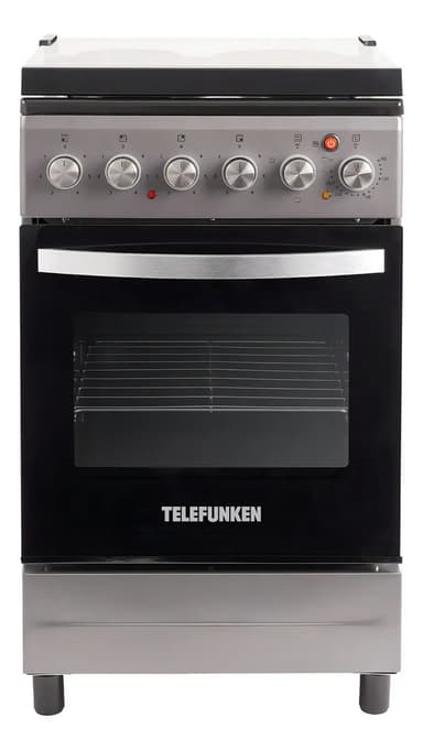 Cocina Electrica Telefunken Acero Inoxidable 50cm Luz Horno Grill Tapa De Vidrio Coc-ekx001v