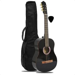 Guitarra Criolla Clasica Calidad Superior Funda Pua Manual Color Negro Ll Orientación De La Mano Para Diestro