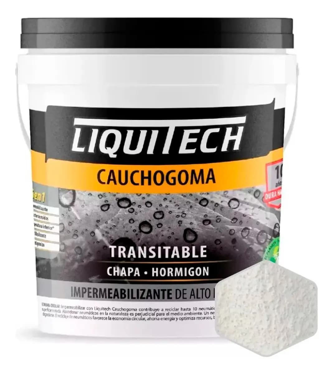 Impermeabilizante Exterior Liquitech Cauchogoma Para Techos Color Blanco Acabado Mate 4l 4kg