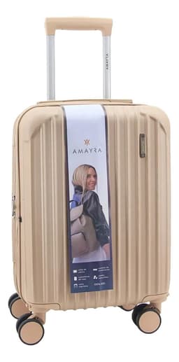 Valija Amayra 67.8001 Carry On Para Cabina Viaje Avión Equipaje Mujer 20 Pulgadas Reforzada 4 Ruedas 360° Color Dorado