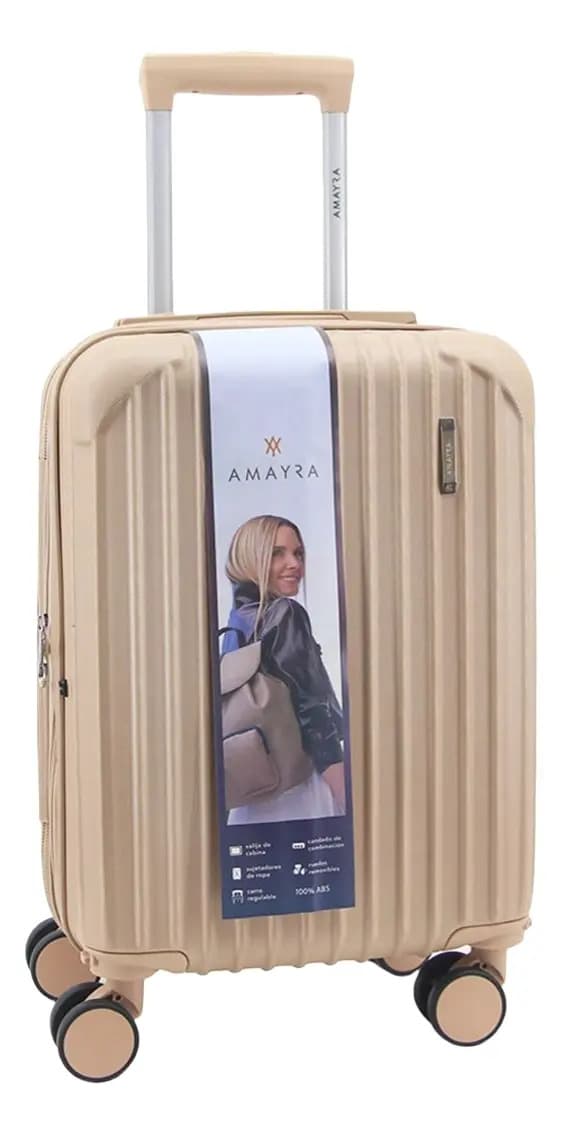 Valija Amayra 67.8001 Carry On Para Cabina Viaje Avión Equipaje Mujer 20 Pulgadas Reforzada 4 Ruedas 360° Color Dorado