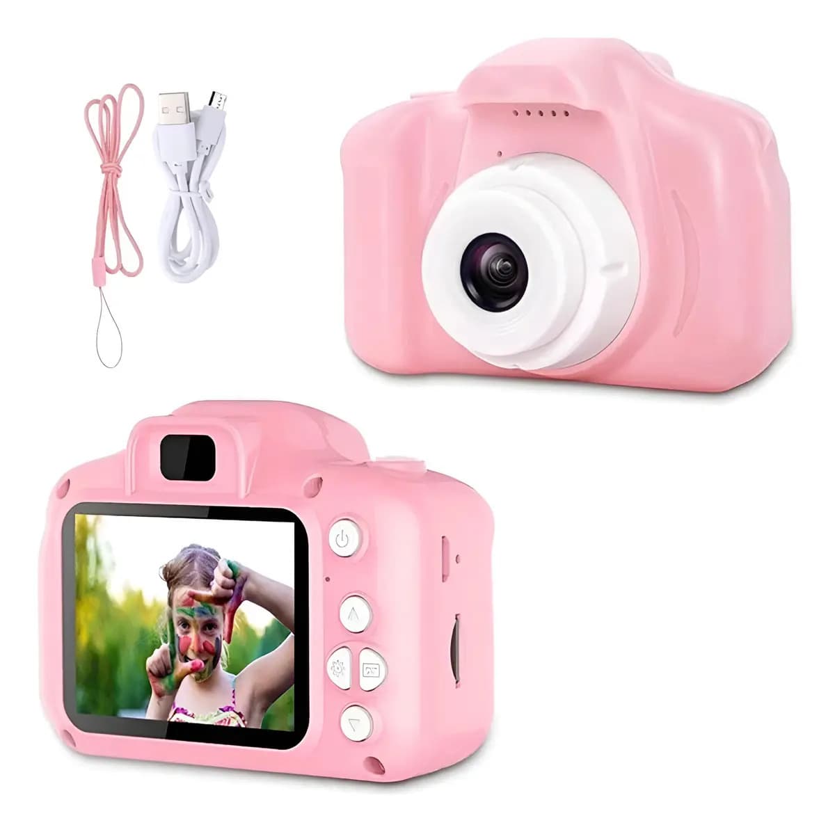 Mini Camara Digital De Fotos Recargable Con Juegos P/niños Color Rosa
