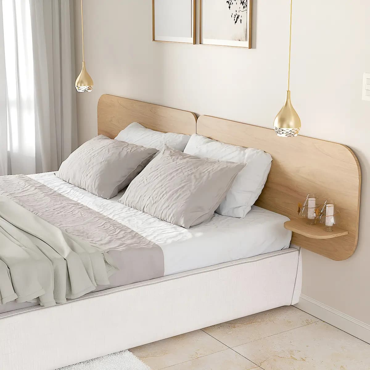 Respaldo Flotante 2 Plazas Cama Sommier De 180 A 200cm Color Madera natural