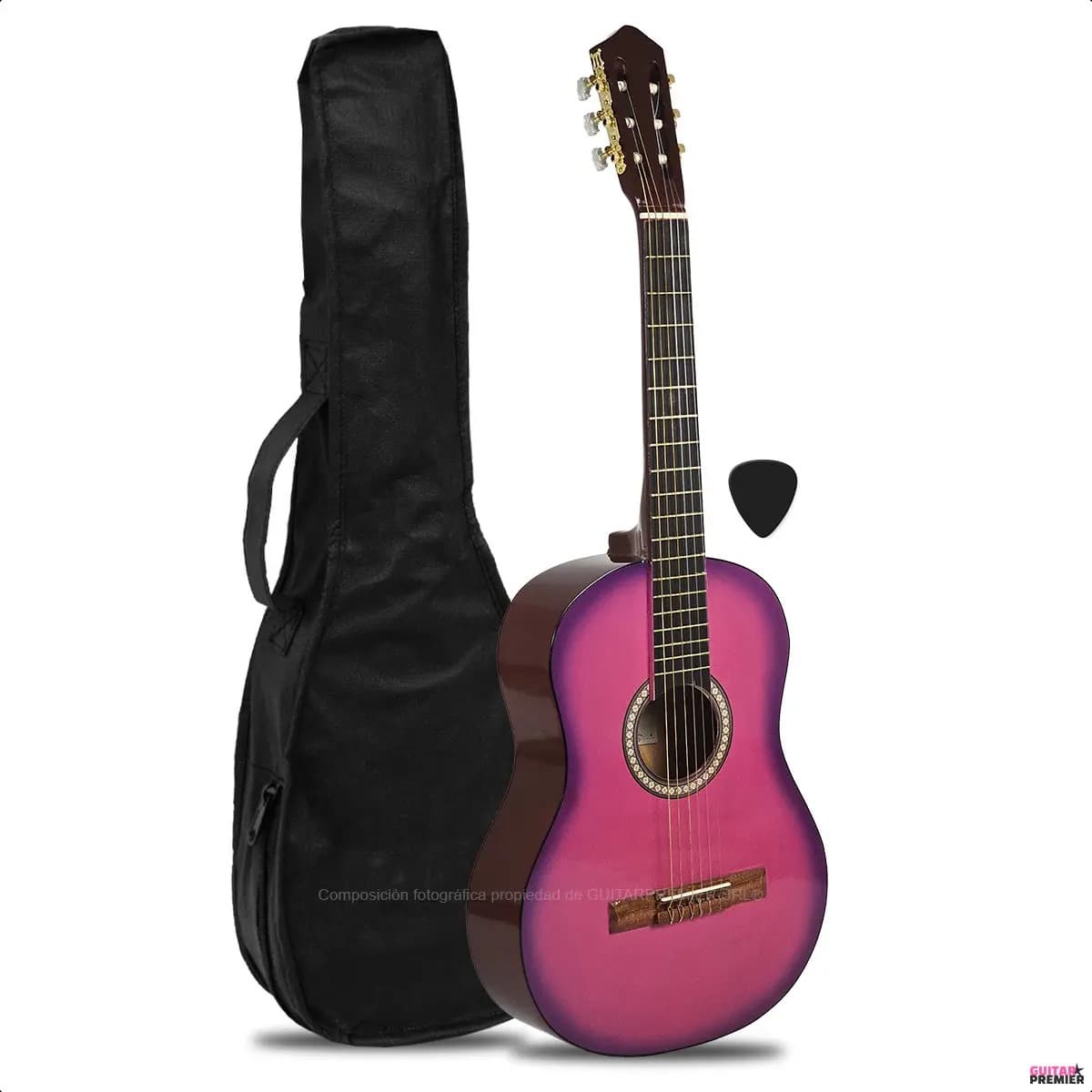 Guitarra Criolla Clasica Calidad Superior Funda Pua Manual Color Rosalila ll Orientación de la mano Para diestro