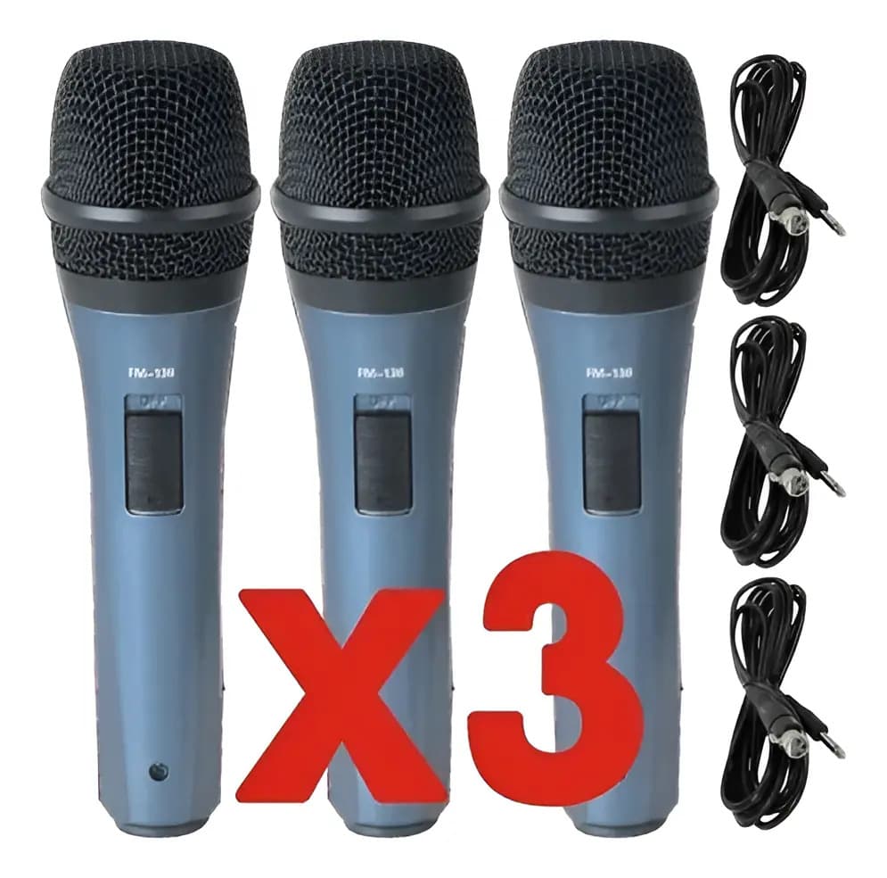 Pack 3 Micrófonos Ross Fm-138 Dinámico Supercardioide Tm Color Azul Metálico