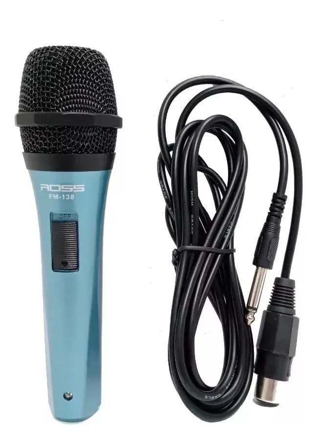 Micrófono Ross Fm-138 Dinámico Con Cable - Plus Color Azul Acero
