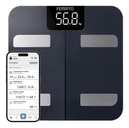Balanza Digital con Bluetooth Femmto BCS15 para Baño Medidor de Grasa Corporal y Masa Muscular