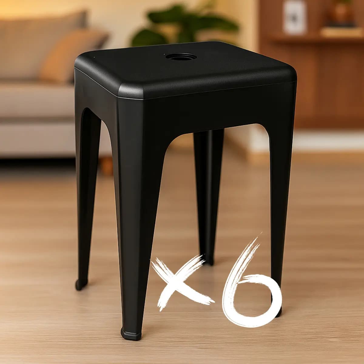 Pack de 6 Banquetas Sufin Reforzado R1 Negras de Plástico