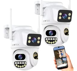 Kit 2 Camaras Seguridad Ip Wifi Domo Doble Exterior Nocturna Color Blancoa33