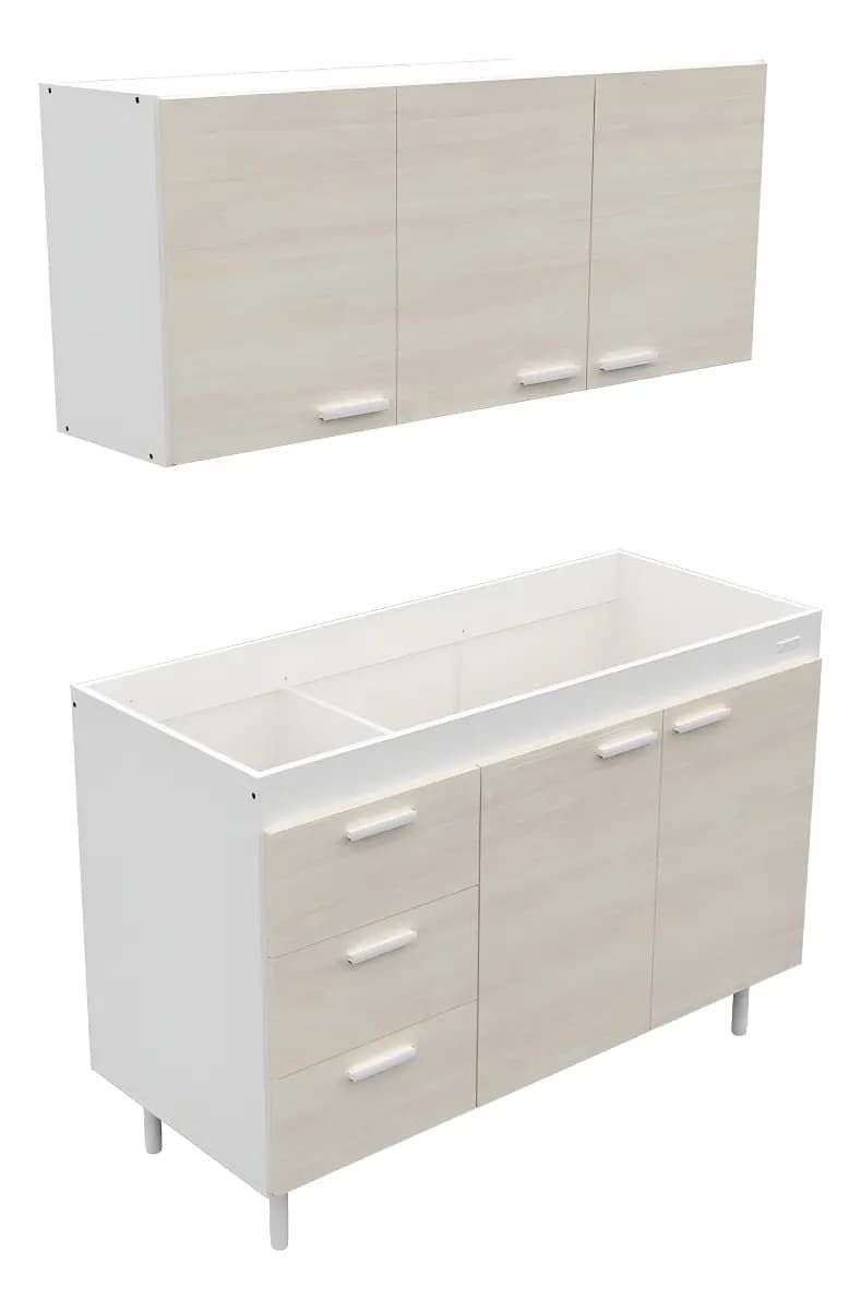 Combo Cocina Bajo Mesada Y Alacena Mueble 1,20 Mt Sin Bacha Color Venezia