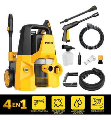 Combo Hidrolavadora Electrica Industrial 4 en 1 Trent Blast 1600W 1885PSI – Aspiradora (seco/húmedo) y Sopladora