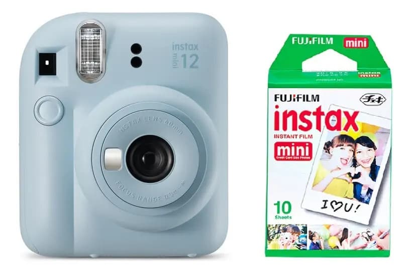 Cámara instantánea Fujifilm Instax Kit Mini 12 + 10 fotos pastel blue