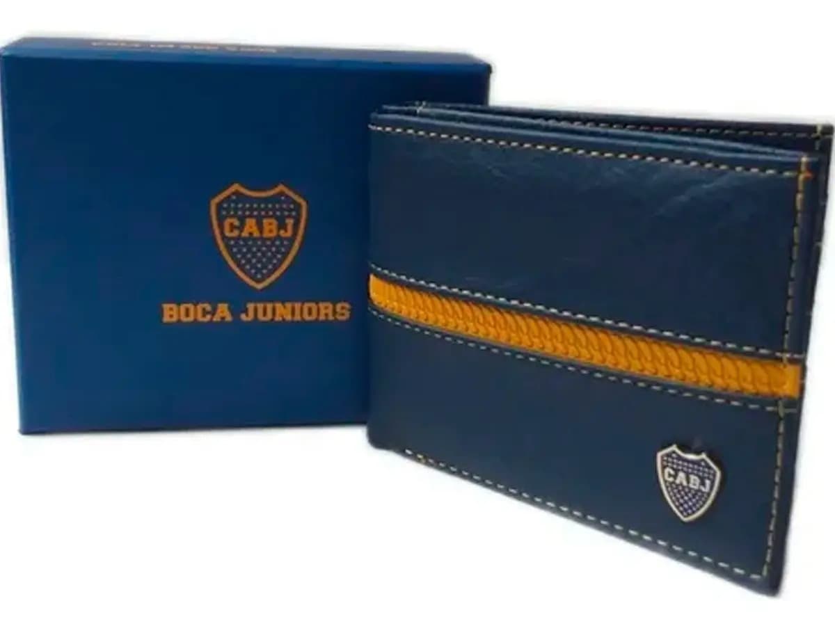 Billetera de Cuero PU Boca Juniors Azul/Amarillo con Monedero y Tarjetero