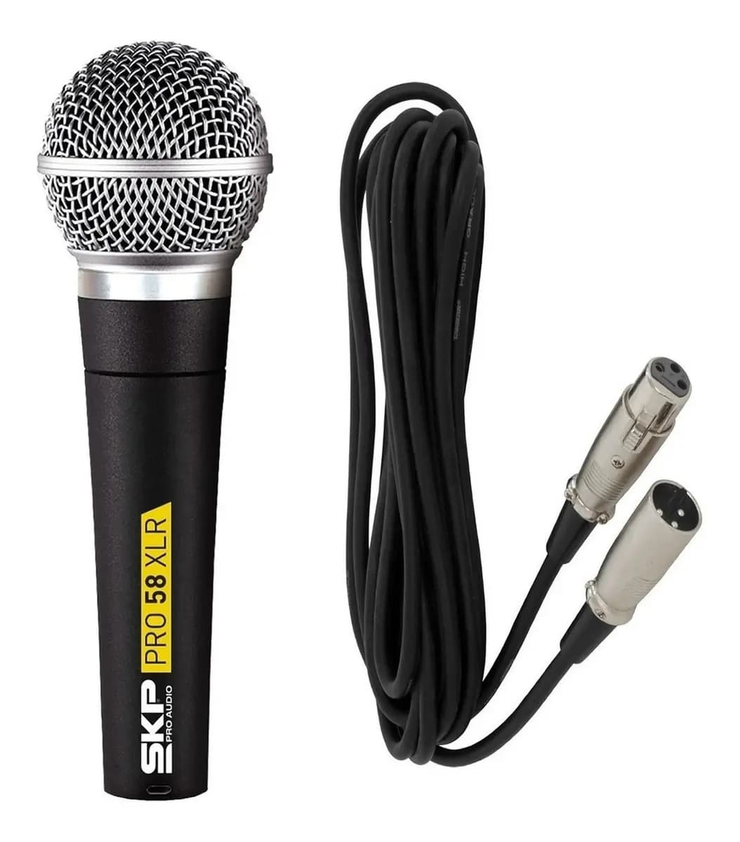 Microfono Skp Pro58 Dinamico Cable 5 Metros Voz Mano Karaoke