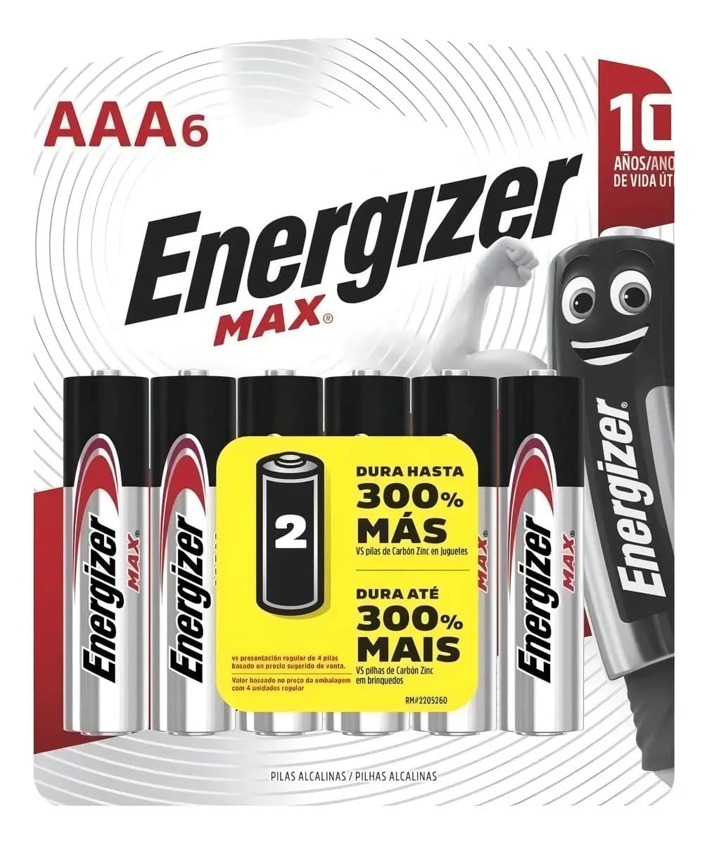 Pila AAA Energizer MAX E92 Cilíndrica - pack de 6 unidades