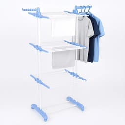 Tendedero 3 Niveles De Pie Colgador Ropa Con Rueda Vertical Portatil Color Blanco Y Azul Tm
