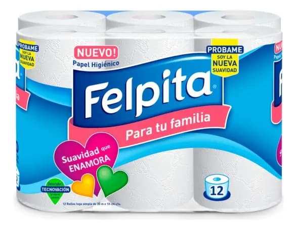 Papel Higiénico Felpita Suavidad Que Enamora 12 Unidades 30 m Simple Hoja