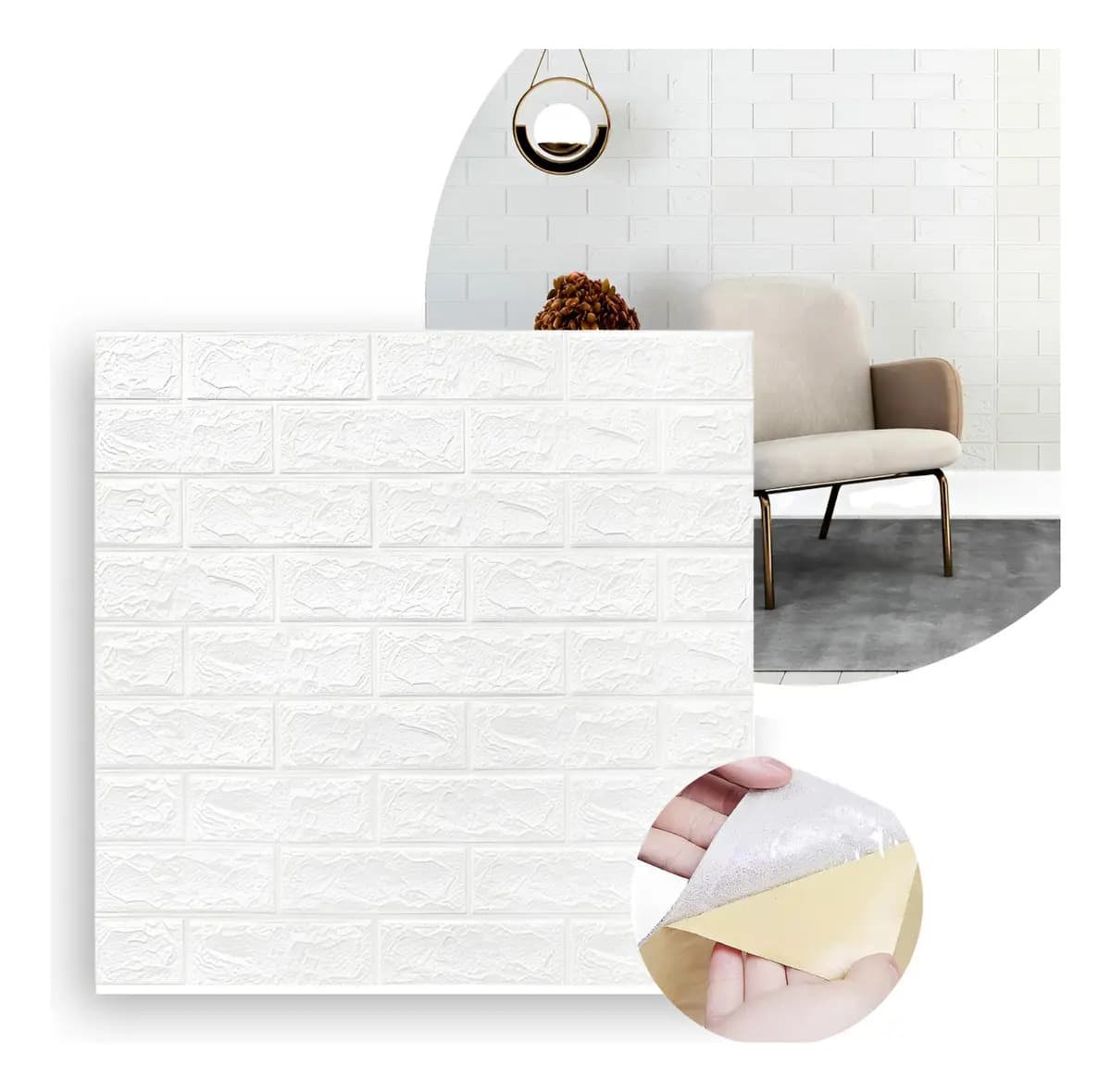 Placa Autoadhesiva Pared Revestimiento Decoración Pack 15 U Color Blanco