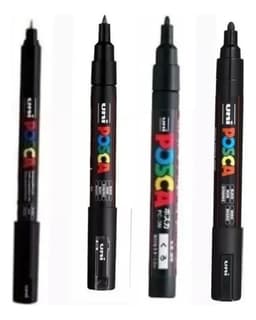 Marcadores X4 Posca Pc-1mr ,pc-1 M, Pc-3 M Y Pc-5m Negro