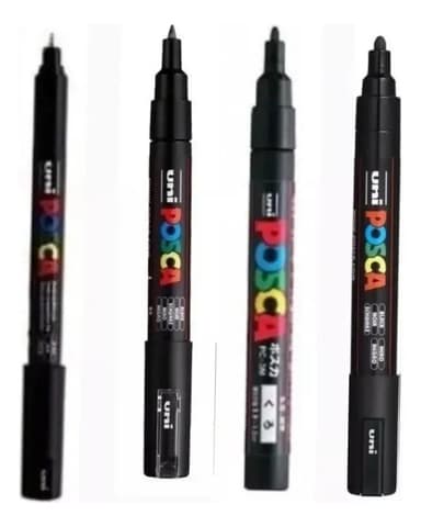 Marcadores X4 Posca Pc-1mr ,pc-1 M, Pc-3 M Y Pc-5m Negro