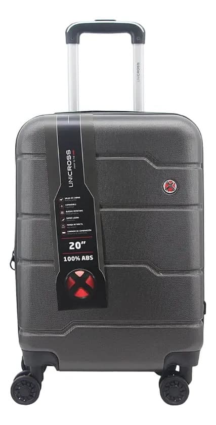 Valija Rigida Chica Carry On 20 De Cabina Unicross 4 Ruedas 360 Color Gris