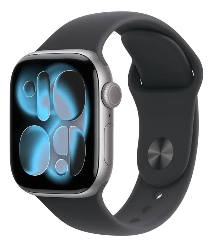 Apple Watch Series 11 GPS • Caja de aluminio gris espacial de 42 mm • Correa deportiva negra – S/M