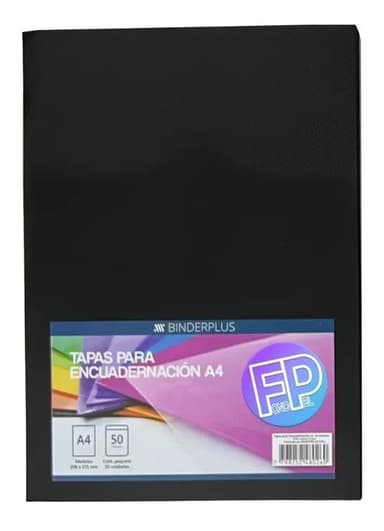 Tapa Encuadernar Espiral A4 Polipropileno Negro Brillante 50 Unidades