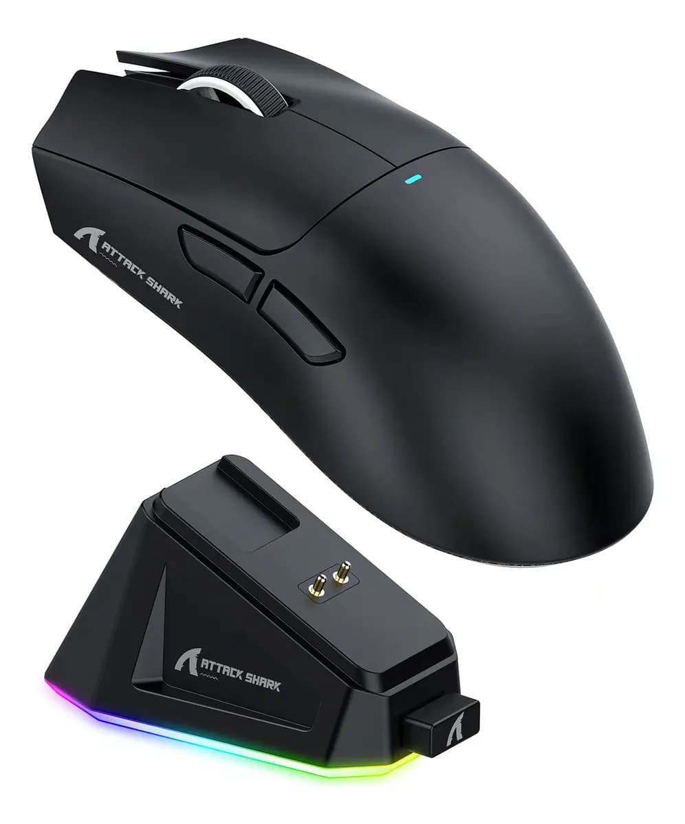 Mouse Gamer X11 Attack Shark Tri Mode 22000 dpi Paw3311 Dock Color Negro