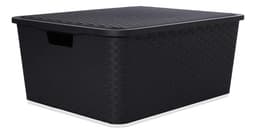 Canasto Cajón Organizador Rattan Plástico Premium Grande XL Negro