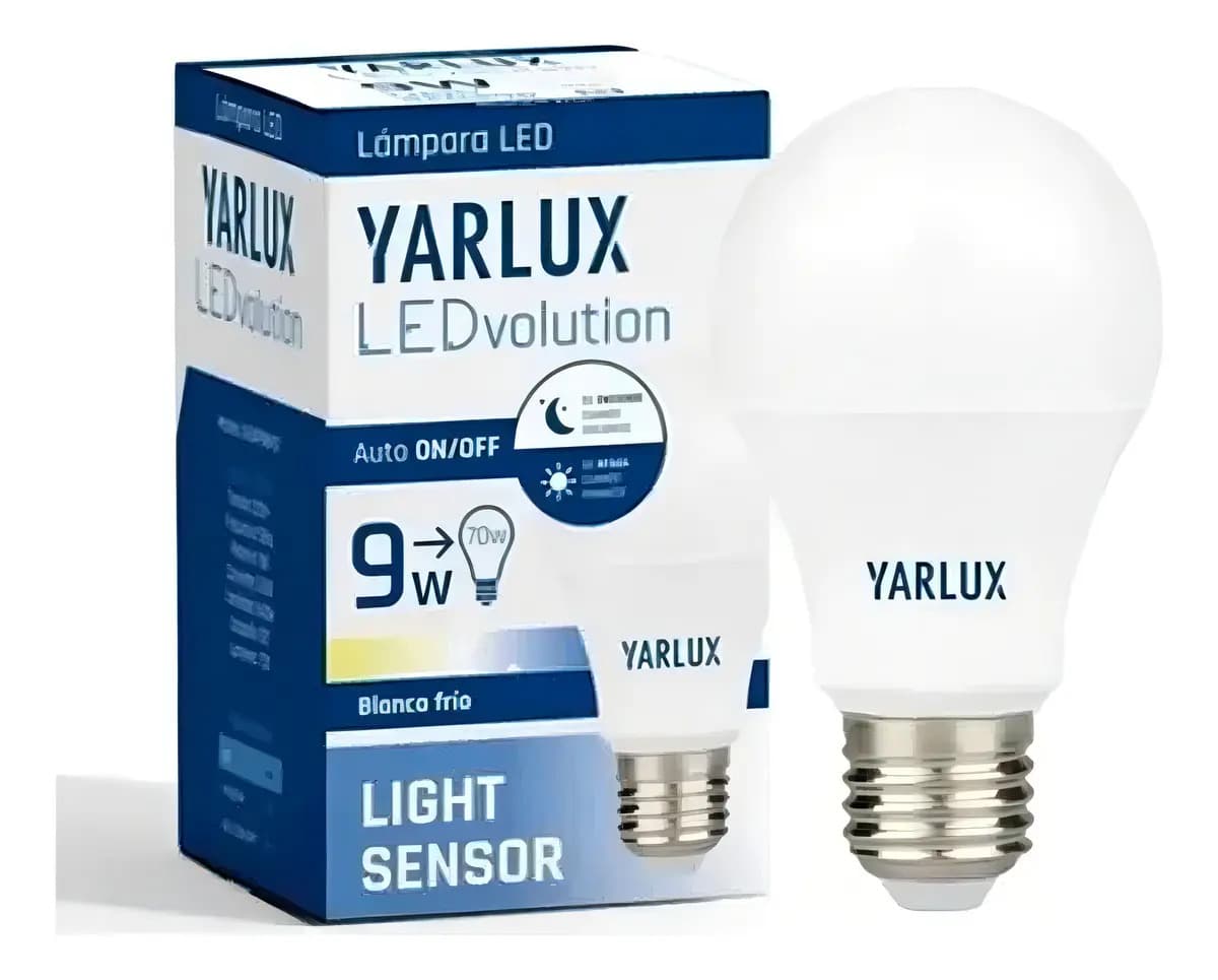 Lámpara Led Sensor Luz Dia Noche Fotocelula 9w Color de la luz Blanco frío