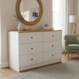 Cómoda 6 Cajones CM122 Centro Estant blanco paraiso Ancho 120 x Alto 78 cm