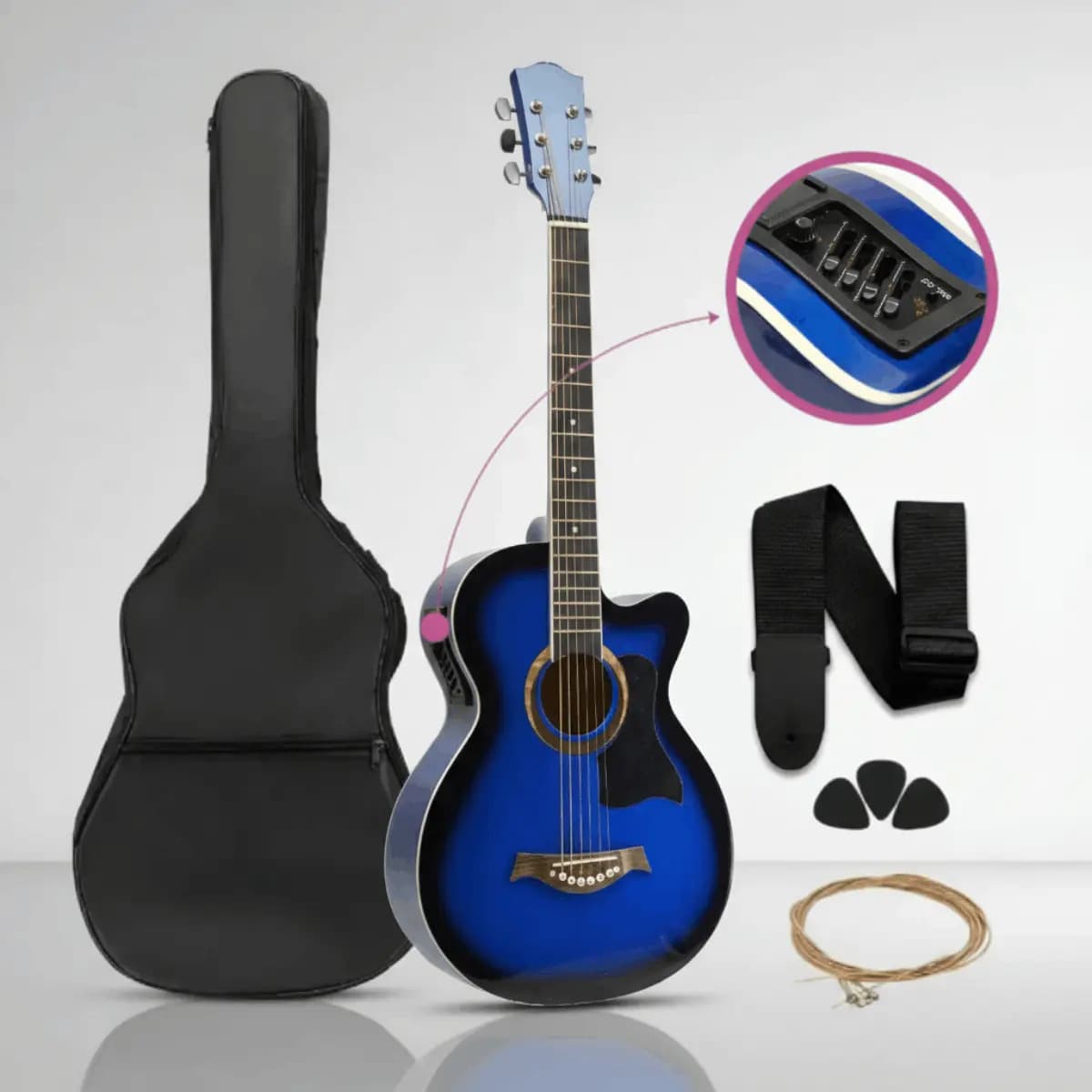 Guitarra Electroacústica EAG003 Azul Brillante Para Diestros