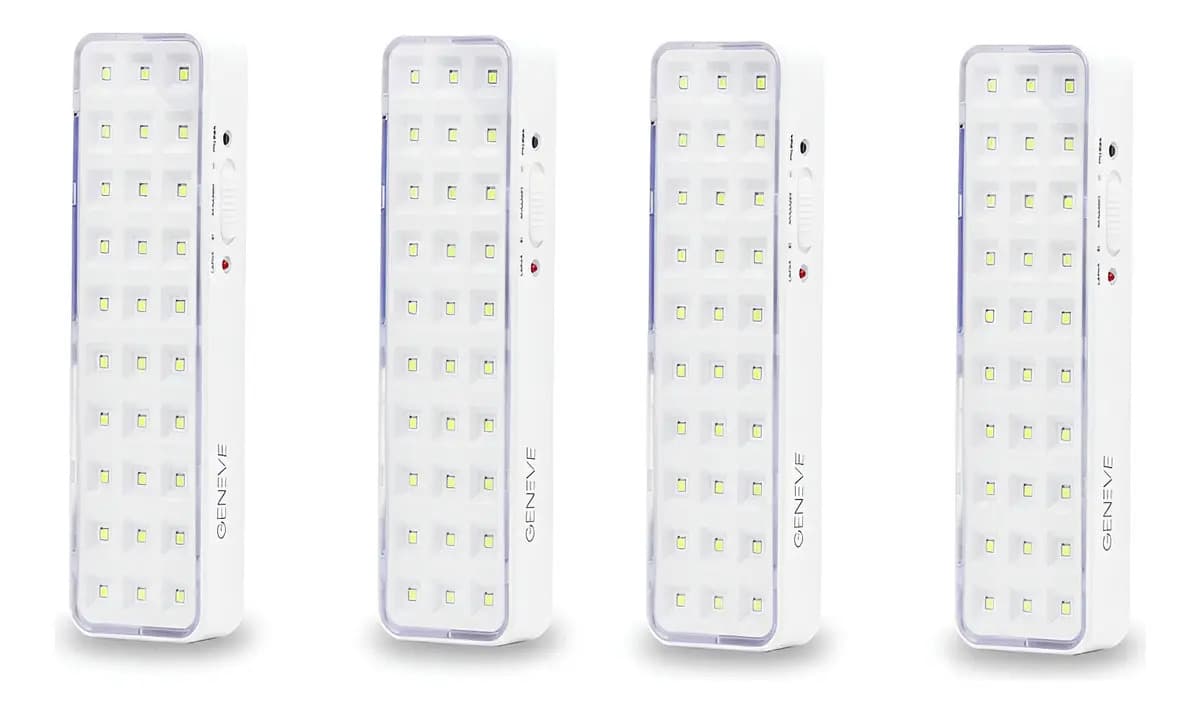 Pack 4 Luz Emergencia 30 Leds Bateria Recargable Blanca Color Blanco