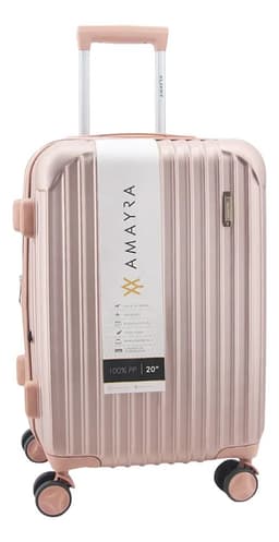 Valija Carry On Cabina Viaje 20 Pulgadas Abs Livana 4 Ruedas 360 Reforzada Amayra Color Oro Rosa Lisa