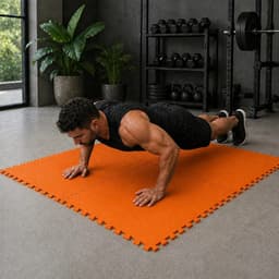 Hygge piso goma eva encastrable naranja liso pack x4 piezas 60x60cm 1cm espesor bordes incluidos gimnasio fitness yoga pilates crossfit juegos infantiles resistente antideslizante amortiguacion