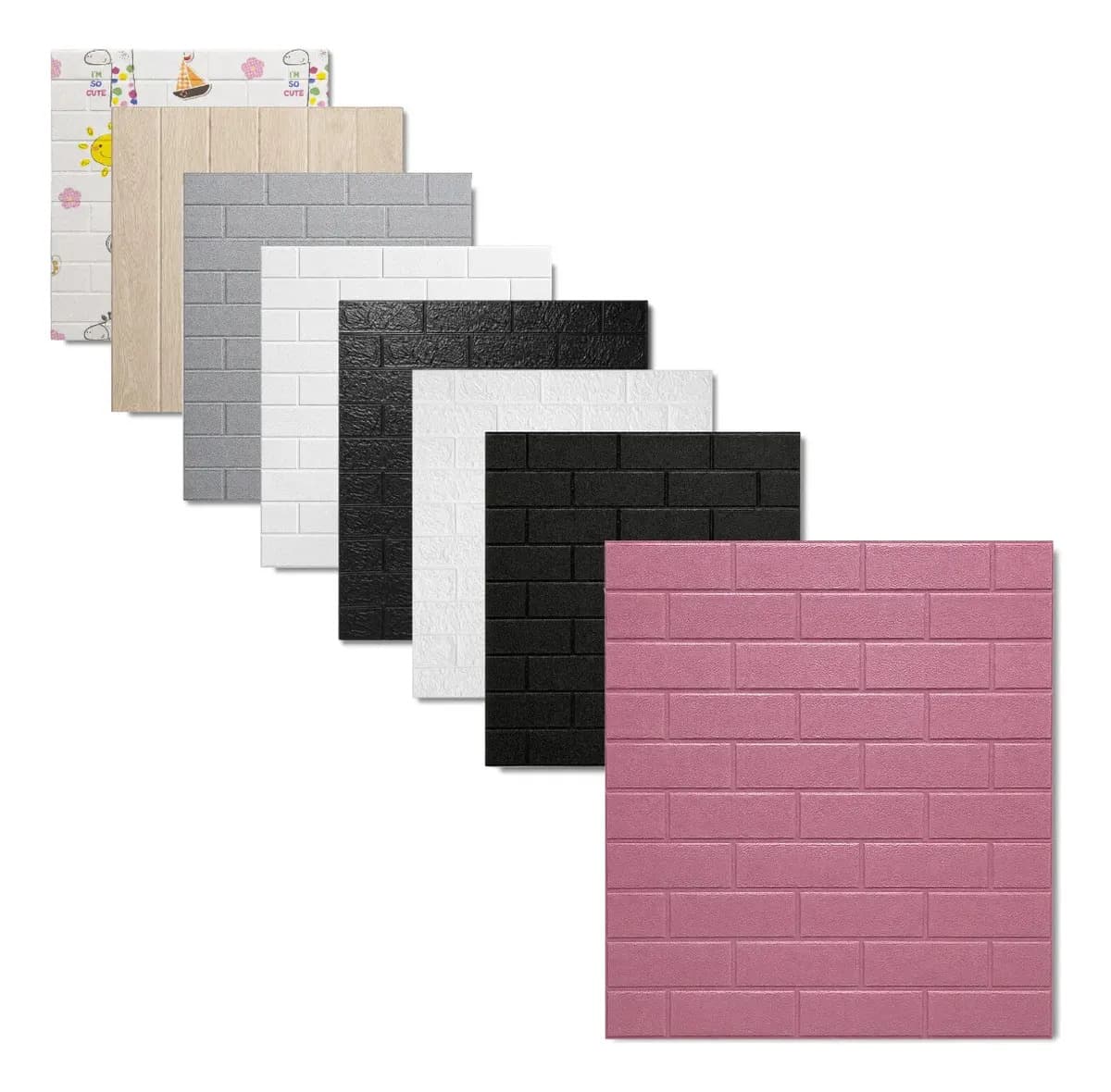 10 Placas Revestimiento Pared Autoadhesiva 3d Subway Color Rosa 10.8m2 totales Marca Holzboden