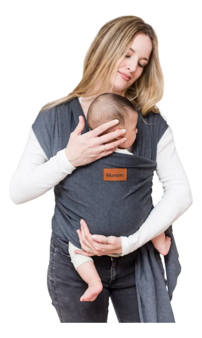Fular Portabebé Elástico Munami Algodón Talle Único 12kg Gris Topo