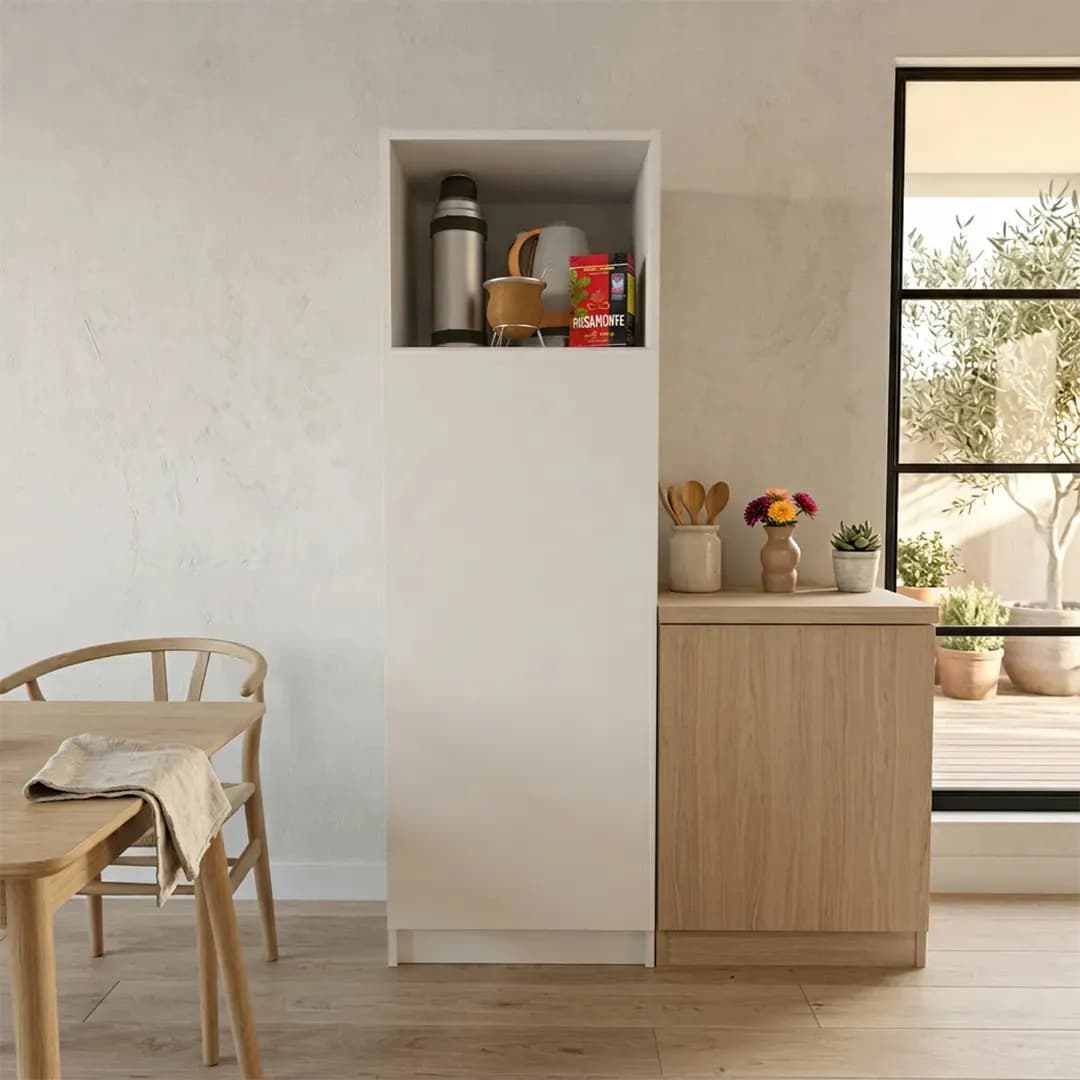 Despensero Vertical Blanco de Melamina con 1 Puerta y Repisa para Cocina Home Collection