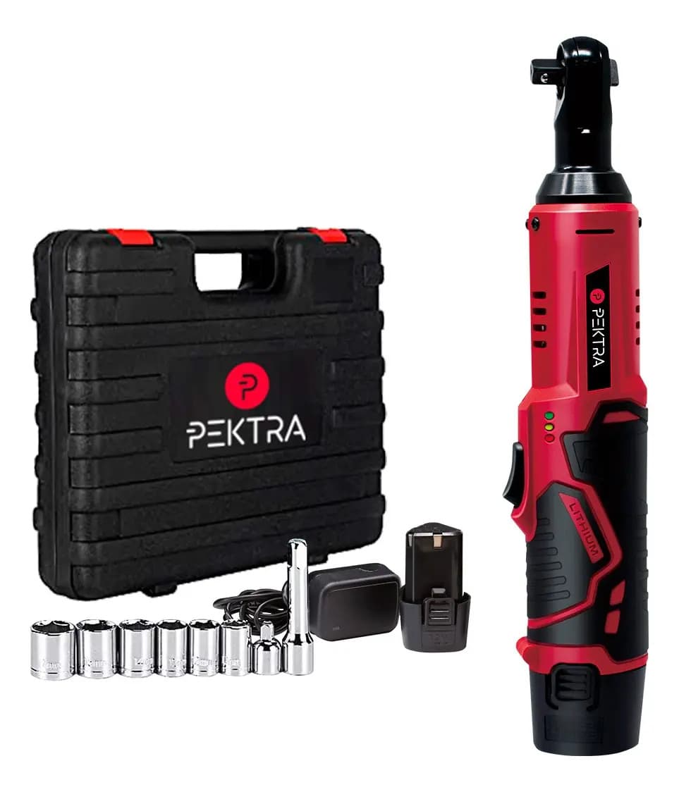 Llave Crique Apriete Inalambrica 3/8 12v Pektra Tubo Trinquete Maletín Accesorios