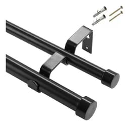 Kit barral doble cortina metalico Boxtul 3 Metros 22mm color negro