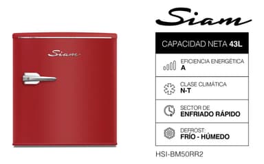 Heladera Siam Bajo Mesada Retro 43L Roja - HSI-BM50RR2