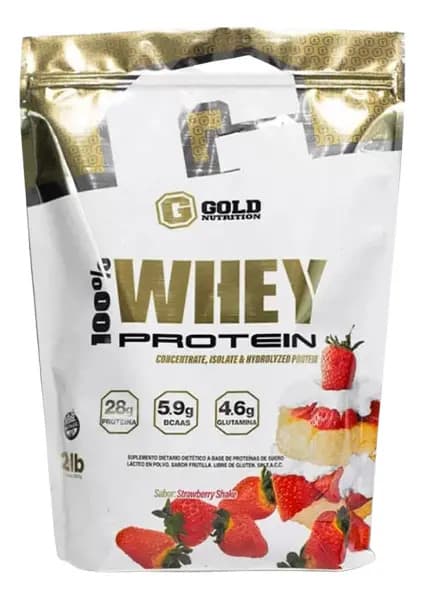 100% Whey Protein Gold Nutrition Proteina 907 g Masa Muscular Sabor Frutilla