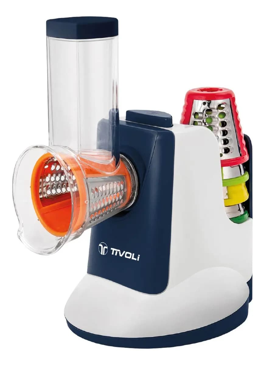 Multirallador Eléctrico Tivoli 5 Cuchillas + Empujador Alimentos Color Blanco