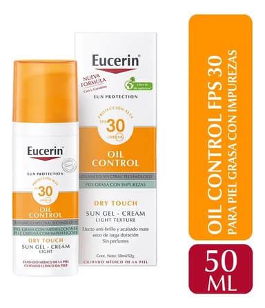 Eucerin Solar Gel Crema Oil Control Toque Seco Fps30 X 50 Ml